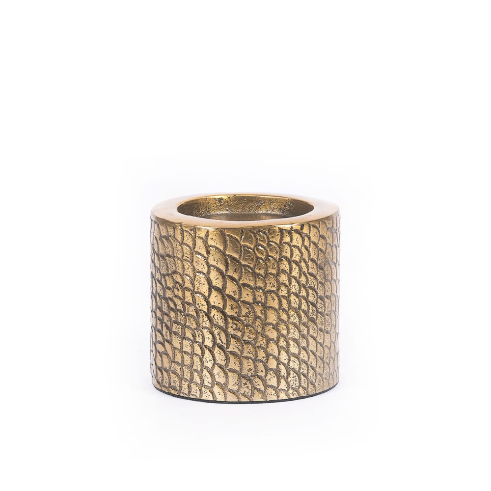 Bougeoir aluminium laiton 12x12x10cm - Maisons du Monde