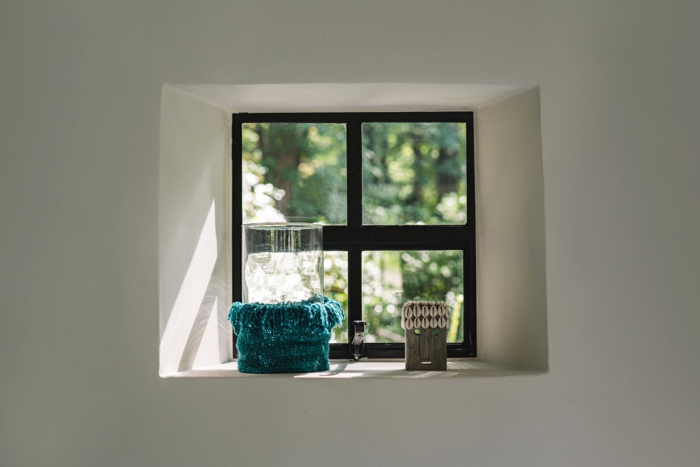 Portacandela in cotone aqua 15x15x25 cm - Bazar Bizar