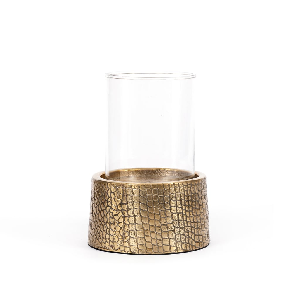 Bazar Bizar Aluminium-kerzenhalter in messingoptik, 17x17x24cm style seaside Gold Aluminium