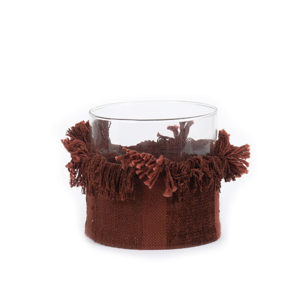 Bazar Bizar Kerzenhalter aus samt in burgunderrot, 15x15x15cm style seaside Braun