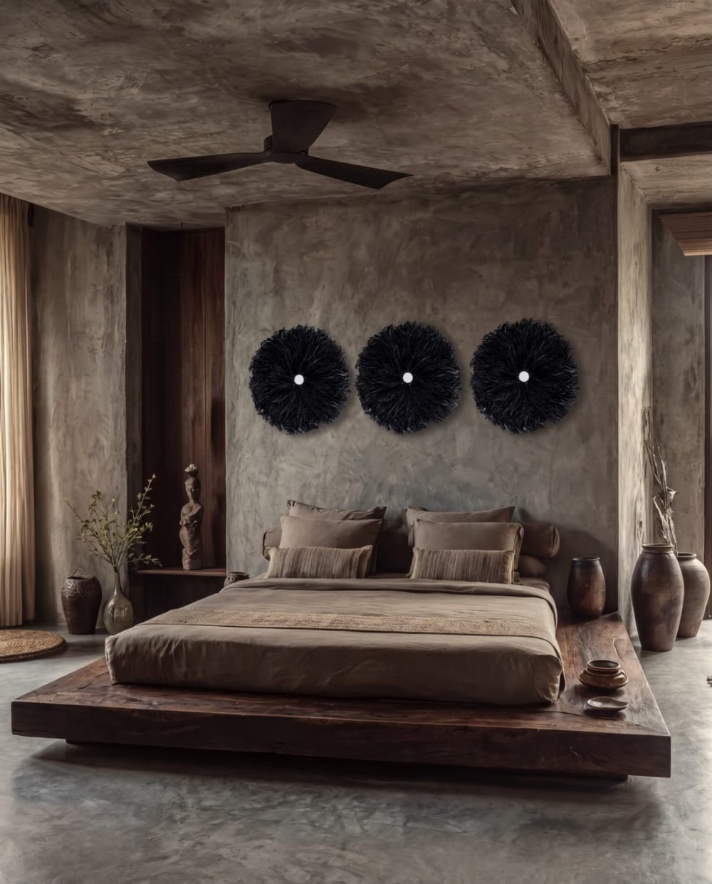 Decoración de pared de rafia en negro y marrón 50x5x50cm - Maisons du Monde