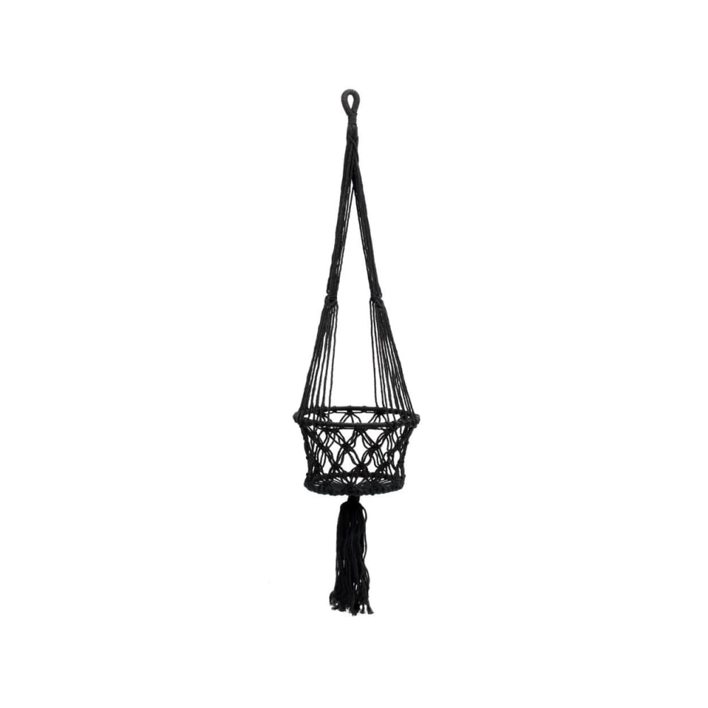 Suspension porte-plante en coton noir h100