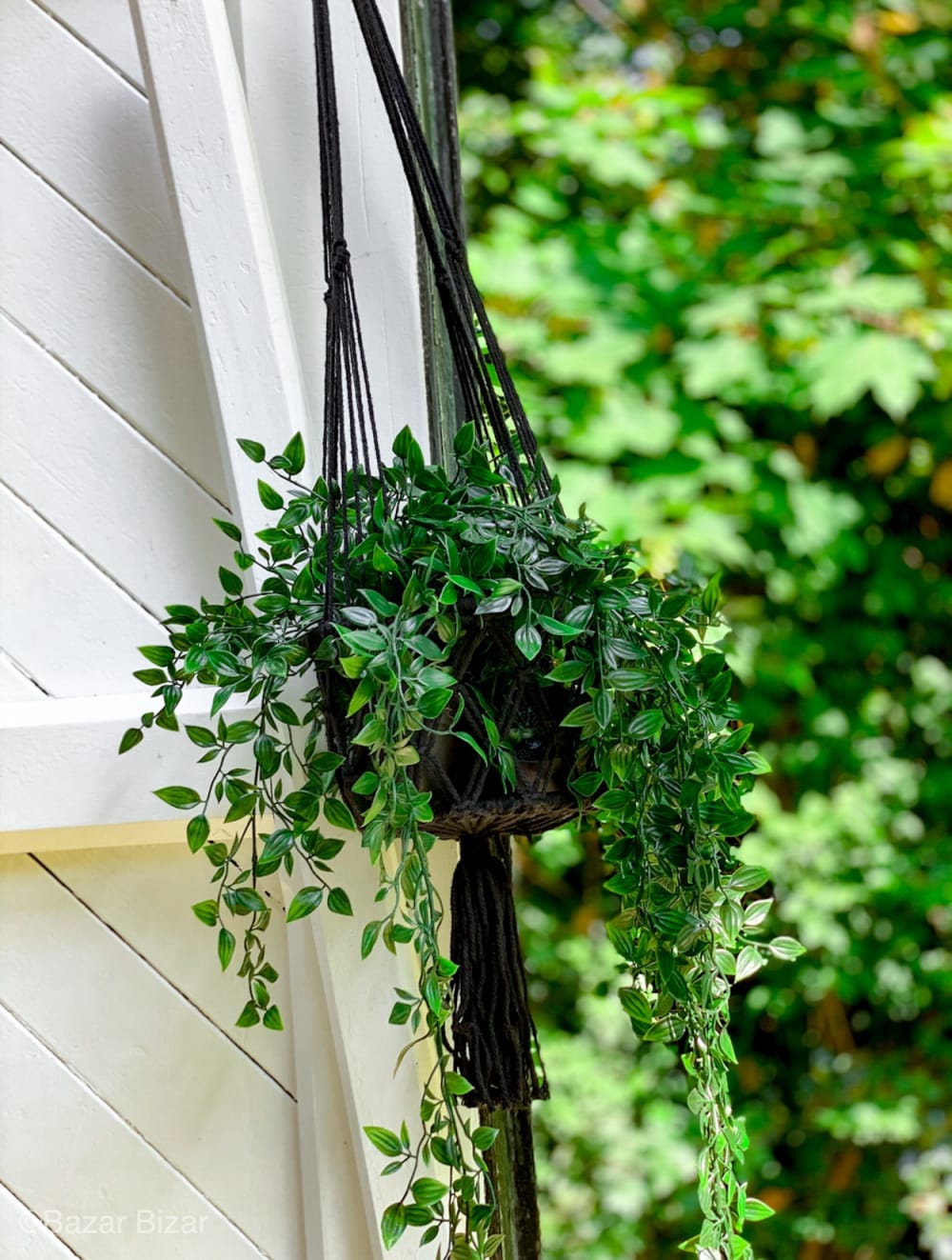 Suspension porte-plante en coton noir h100 — vue 3