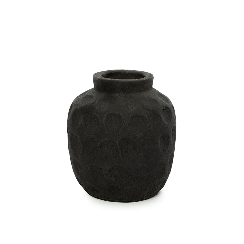 Vase en terre cuite de couleur noire 13 x 13 x 14 cm