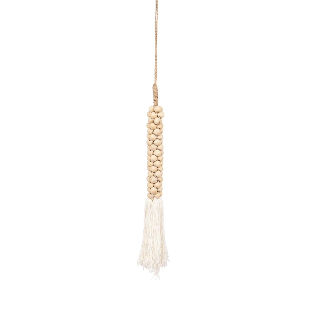 Gland bois et coton marron et blanc 80x4x4cm