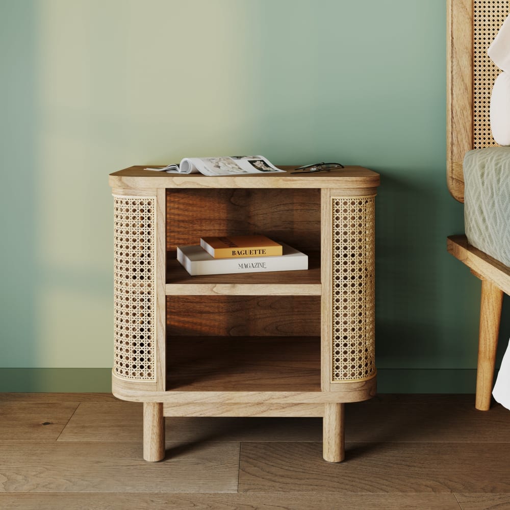 Nachttisch aus Massivholz und Geflecht - Maisons Du Monde