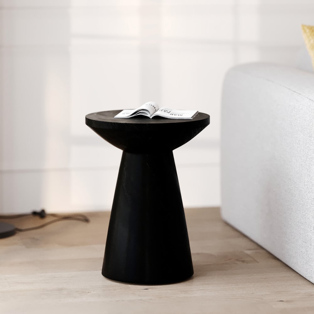 Table d'appoint noire en bois de suar d40 cm - Maisons du Monde