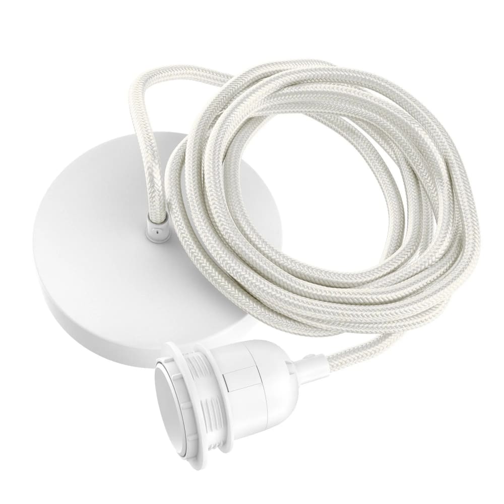 Hoopzi Pendellampe mit 1 Baumwollkabel, glänzend weiß style classic chic Öko-Tex Zertifikat - Baumwolle
