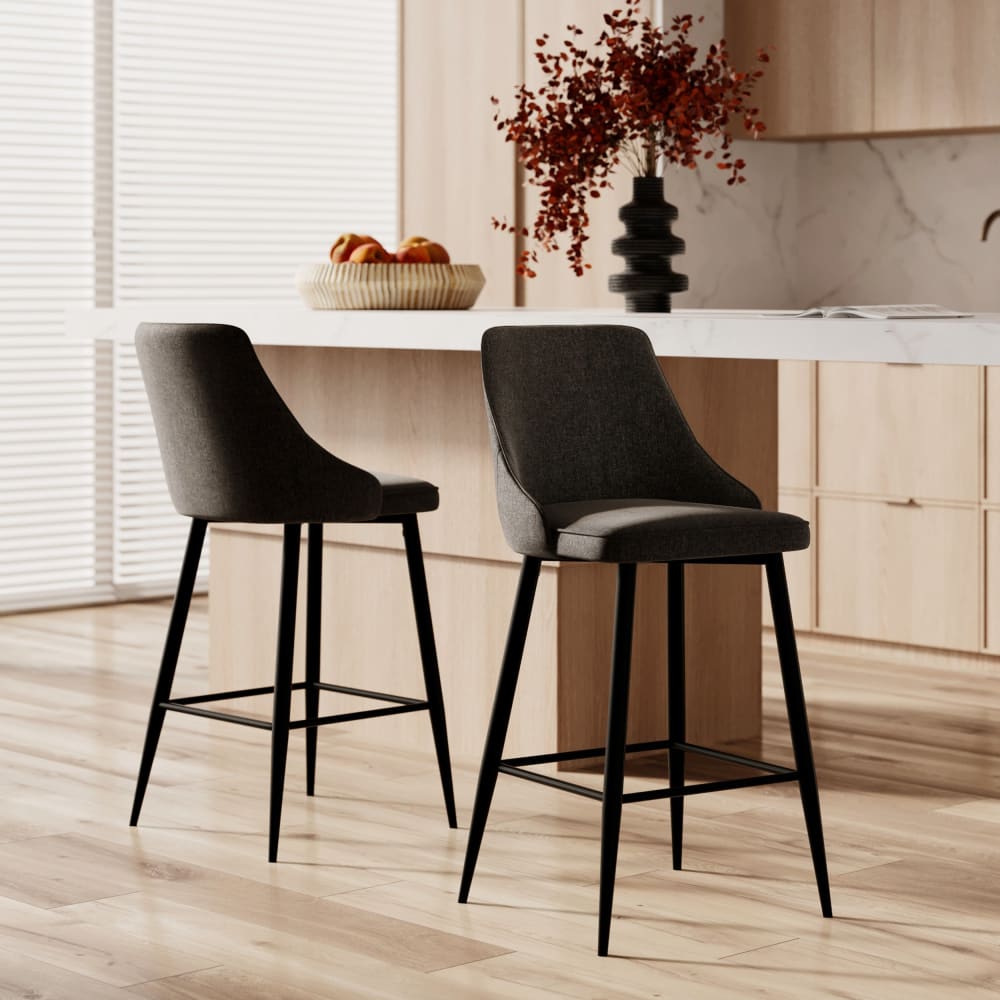 Set di 2 sedie per isola centrale 66,5 cm in tessuto grigio scuro