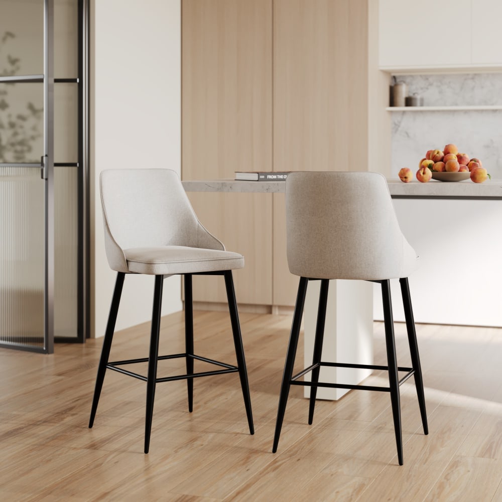 Set de 2 sillas para isla de cocina en tela beige 66,5 cm - Maisons du Monde