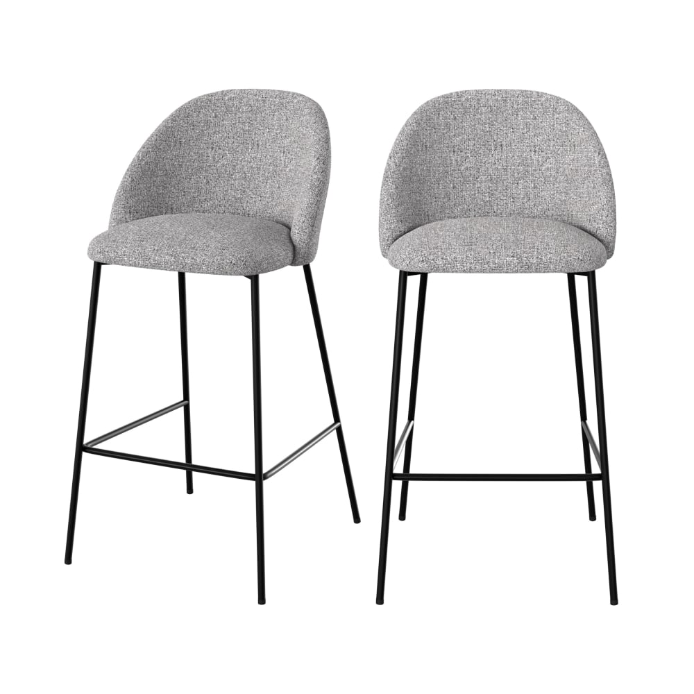 Lot de 2 chaises pour îlot central 66 cm en tissu chiné gris clair
