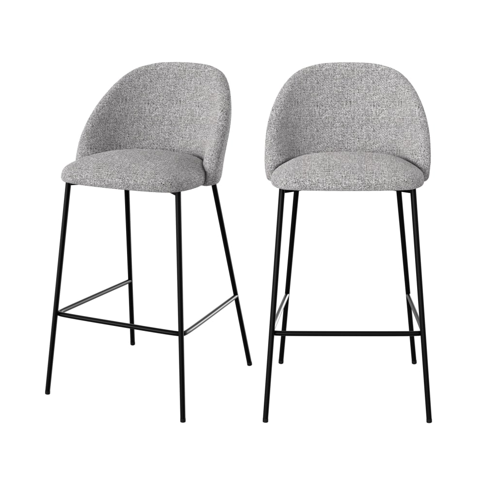 Set di 2 sedie per penisola da 66 cm in tessuto mélange grigio chiaro - Modello Vintage - Maisons du Monde