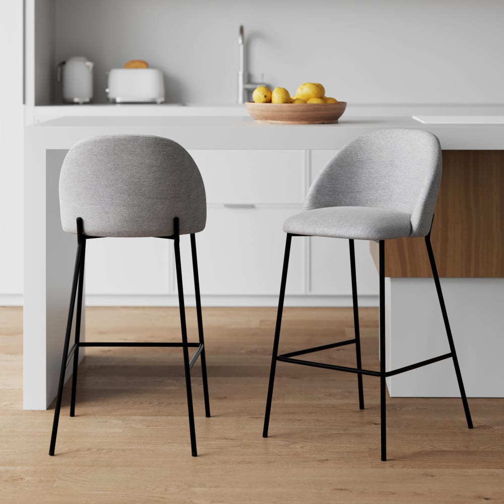 2er-Set Stühle für zentrale Insel 66 cm aus meliertem hellgrauem