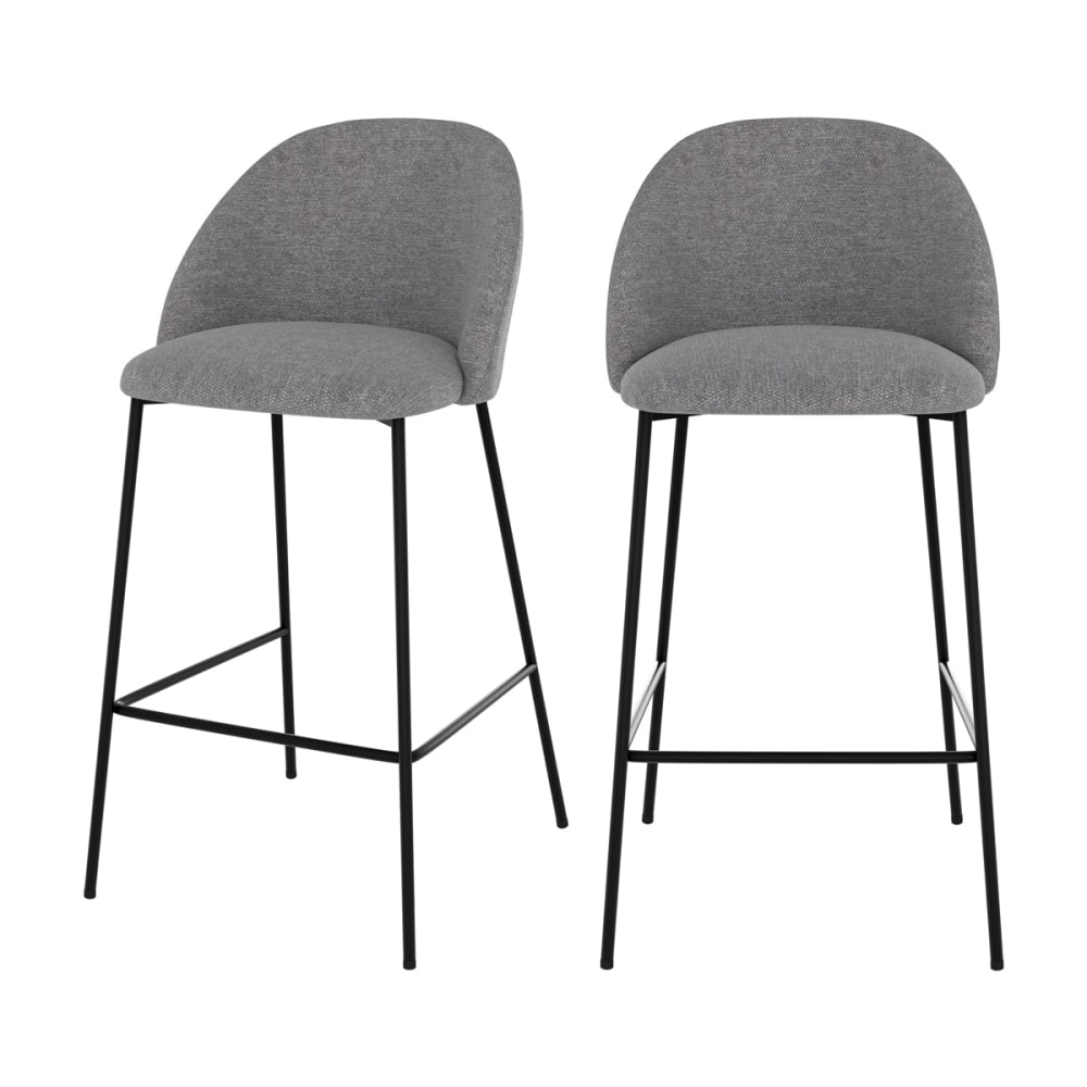 Set de 2 sillas para isla de cocina en tela moteada gris oscuro 66 cm