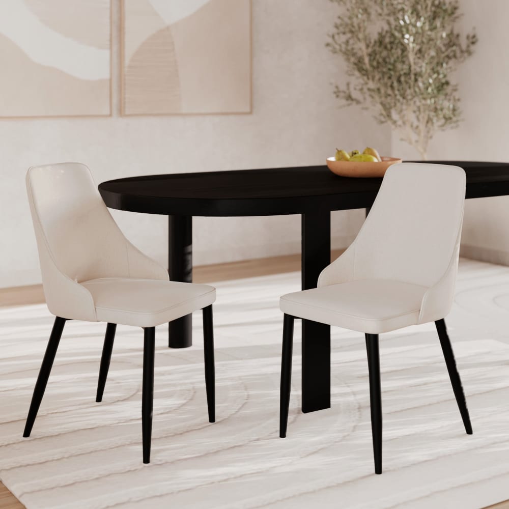 Lot de 2 chaises en tissu beige et pieds en métal