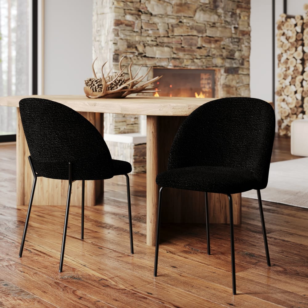 Set aus 2 Stühlen mit schwarzem Boucle-Gewebe - Maisons Du Monde