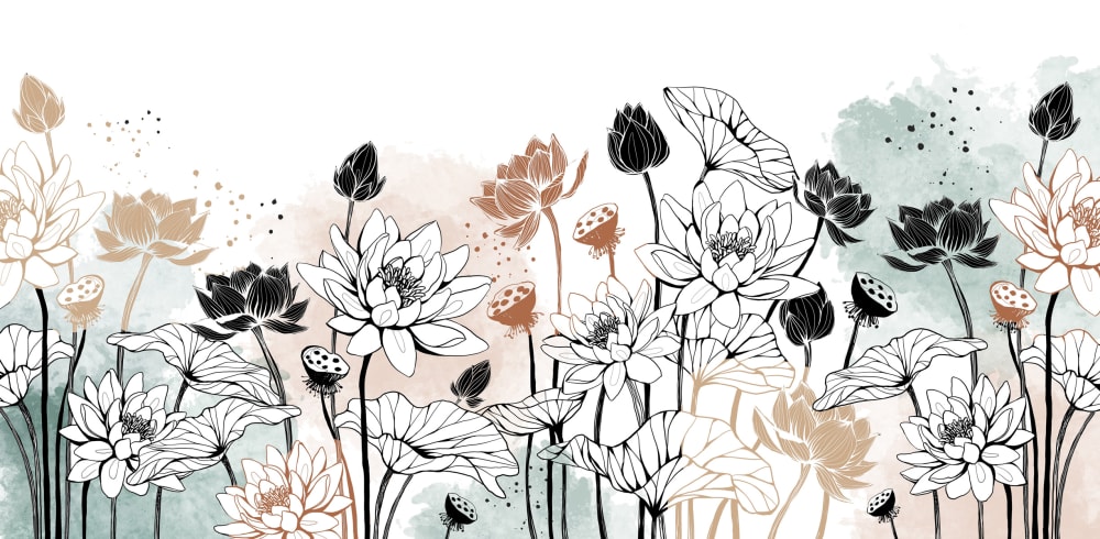 Papier peint panoramique Nympheas, Couleurs 510 x 250cm