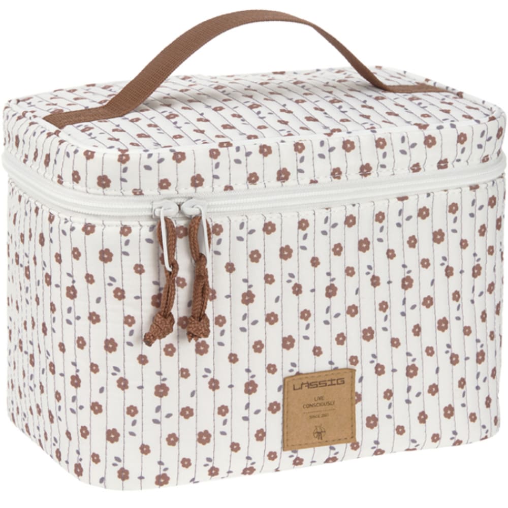 Lassig Trousse vanity nomade pour bébé motif fleurs blancs Marron Pes - Polyester - 18x25x18cm