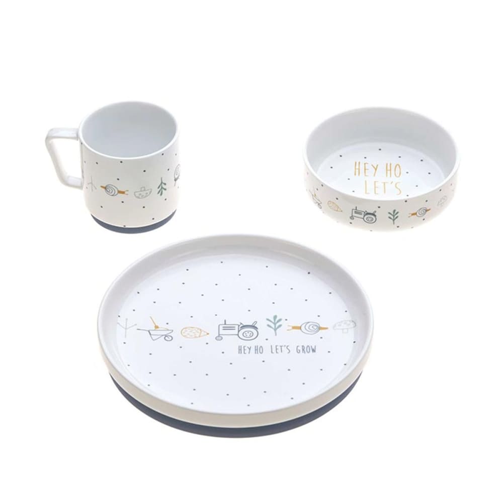 Lassig Coffret repas en porcelaine bleu Garden Explorer (3 pièces) Multicolore Porcelaine - 33x8x21cm