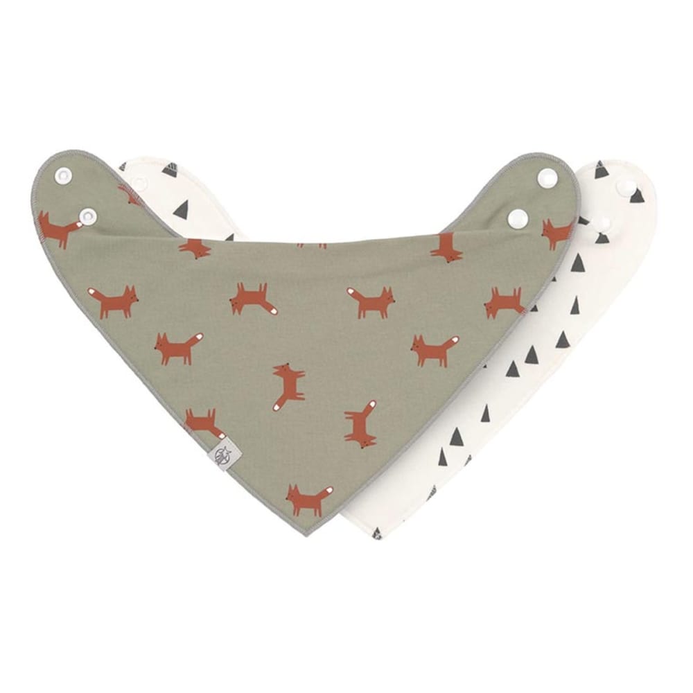 Lassig Lot de 2 bavoirs bandanas col bénitier Little Forest Renard Multicolore Coton - 34x25x1cm