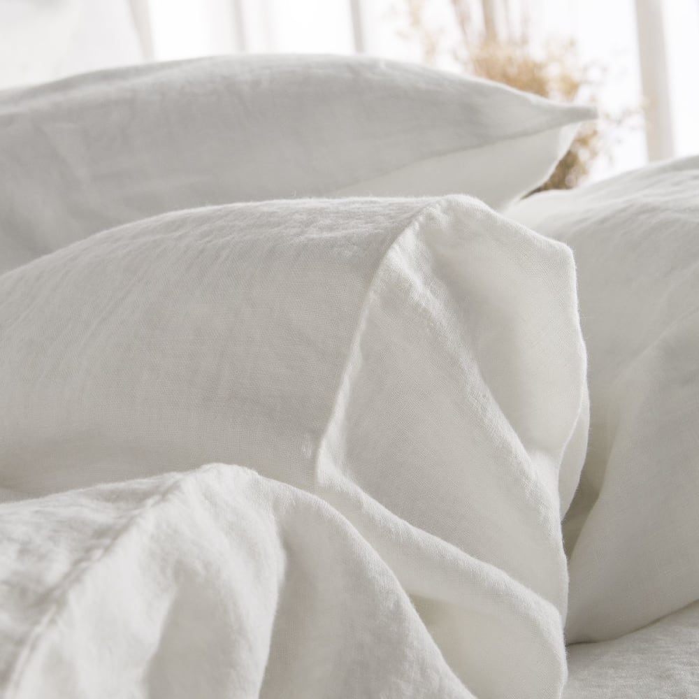 Housse de couette lin lavé 2 personnes uni 220x240 cm blanc — vue 3