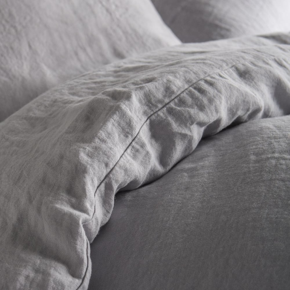 Housse de couette lin lavé 2 personnes uni 220x240 cm gris clair — vue 3
