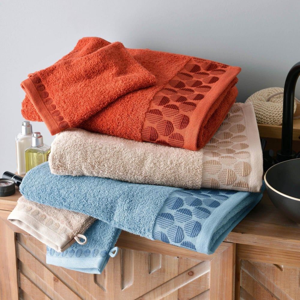 Lot de 2 gants de toilette 15x21 orange terracotta en coton 450 g/m²