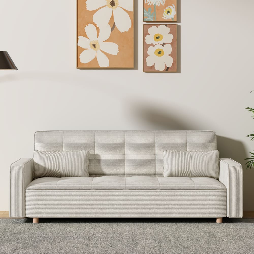 Divano scandinavo trasformabile a 3 posti in velluto a coste
