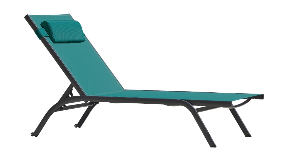Bain de soleil en aluminium bleu canard