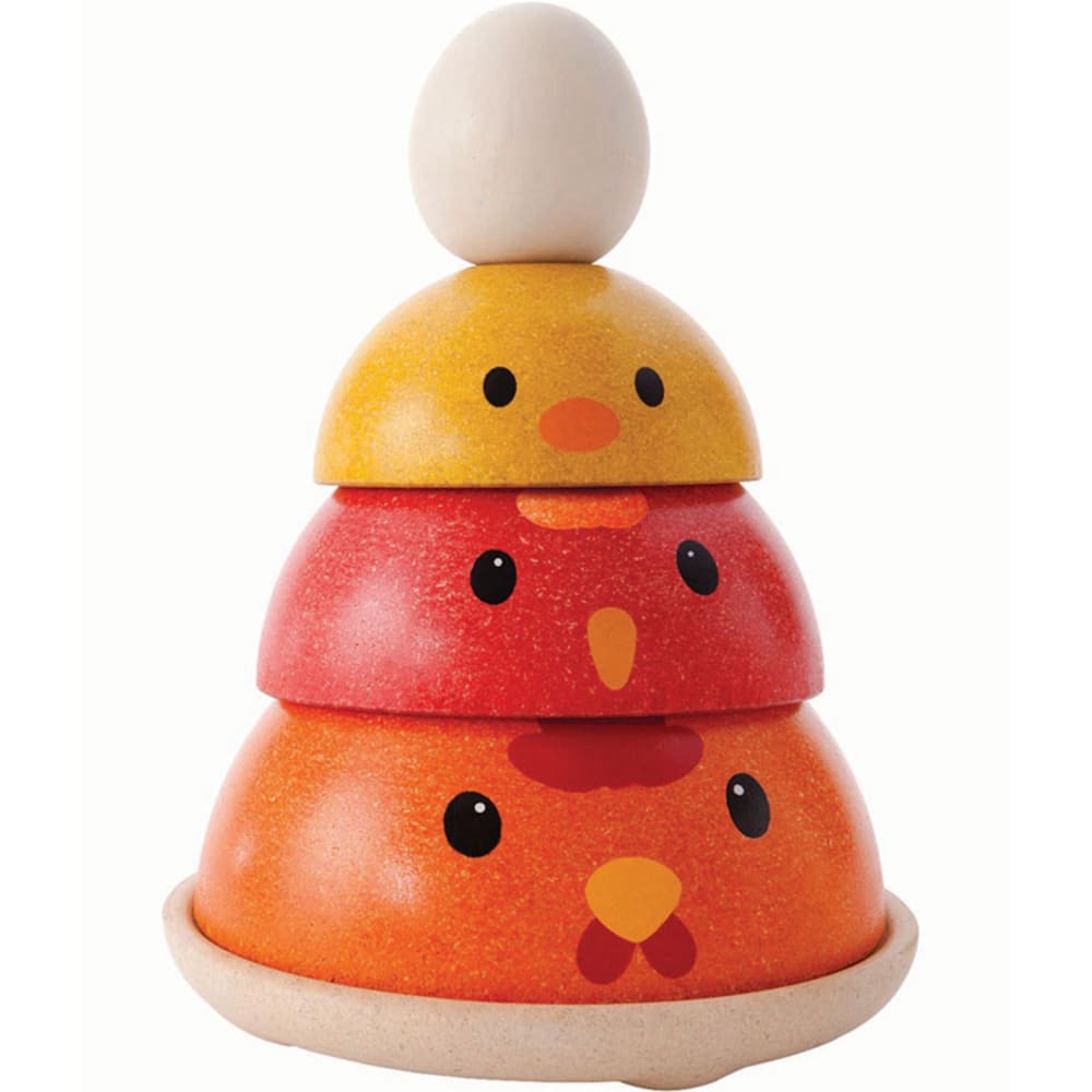 PLAN TOYS Die Stapelhenne, ein Holzspielzeug der Marke Plan Toys, Ref. PT5695. Orange