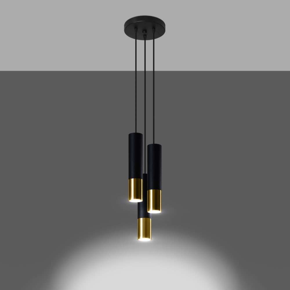 Suspension Acier Or/Noir GU10 3 Loopez — vue 4