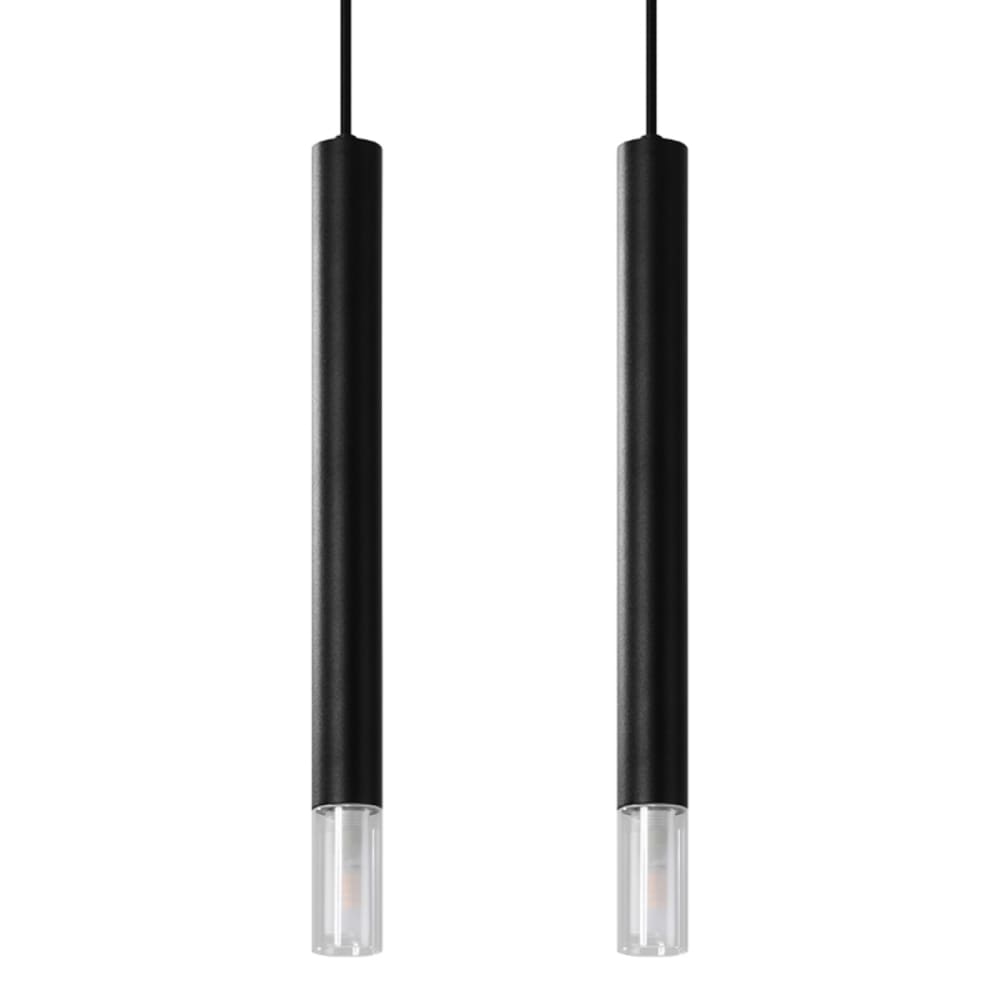 Lámpara de techo negro acero/vidrio alt. 120 cm
