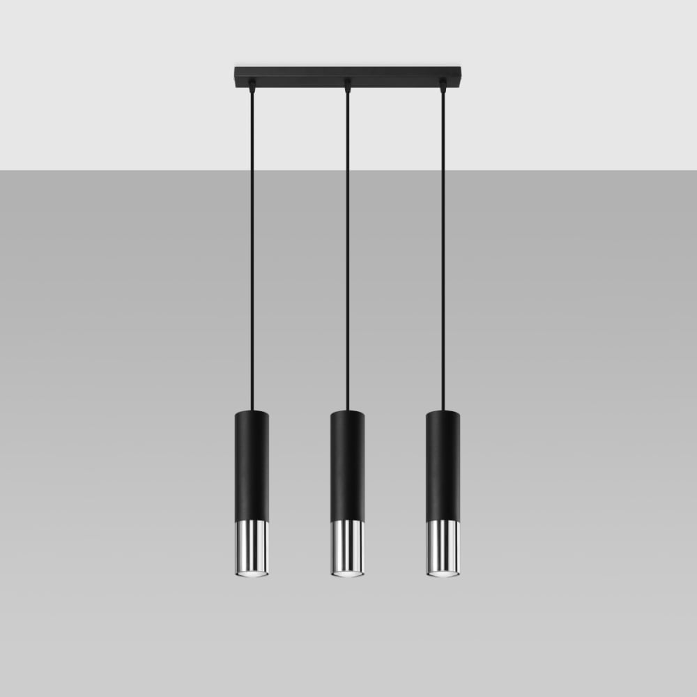 Suspension Acier Noir/Chromé GU10 3 Loopez Line — vue 3