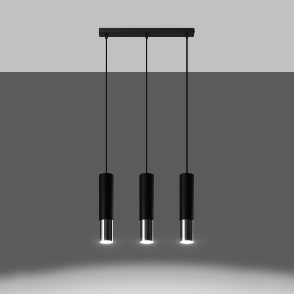 Suspension Acier Noir/Chromé GU10 3 Loopez Line — vue 4