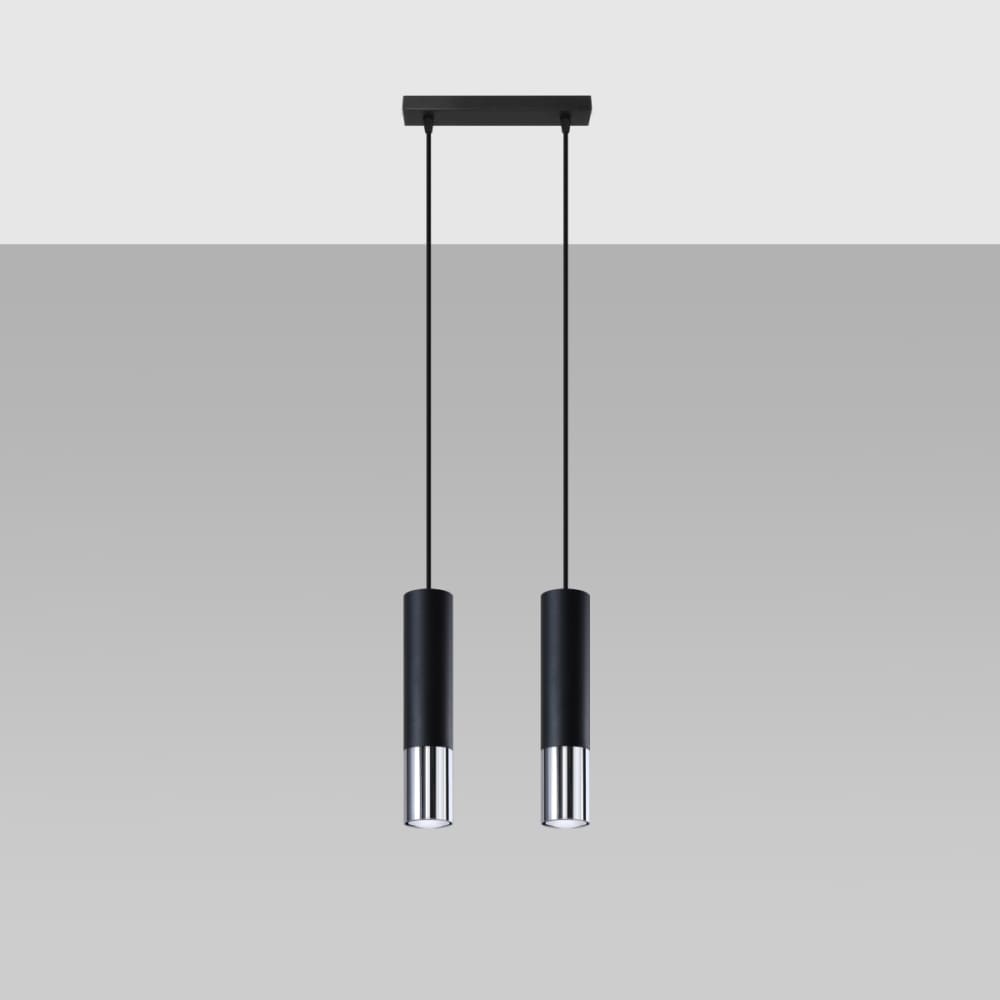 Lámpara de techo cromo negro acero alt. 90 cm - Maisons du Monde