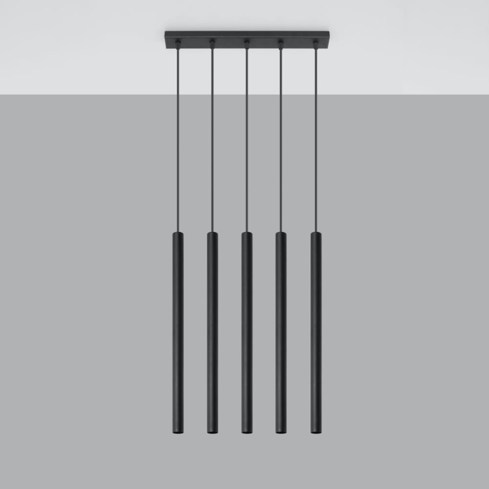 Suspension tube en métal, noir L: 45cm