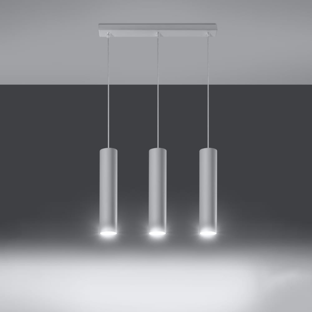 Suspension Acier Blanc GU10 3 Lagos Line — vue 4