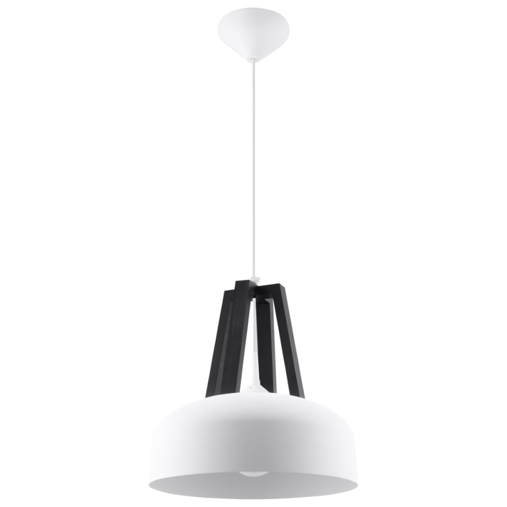 Lámpara de techo blanco negro acero/madera alt. 85 cm