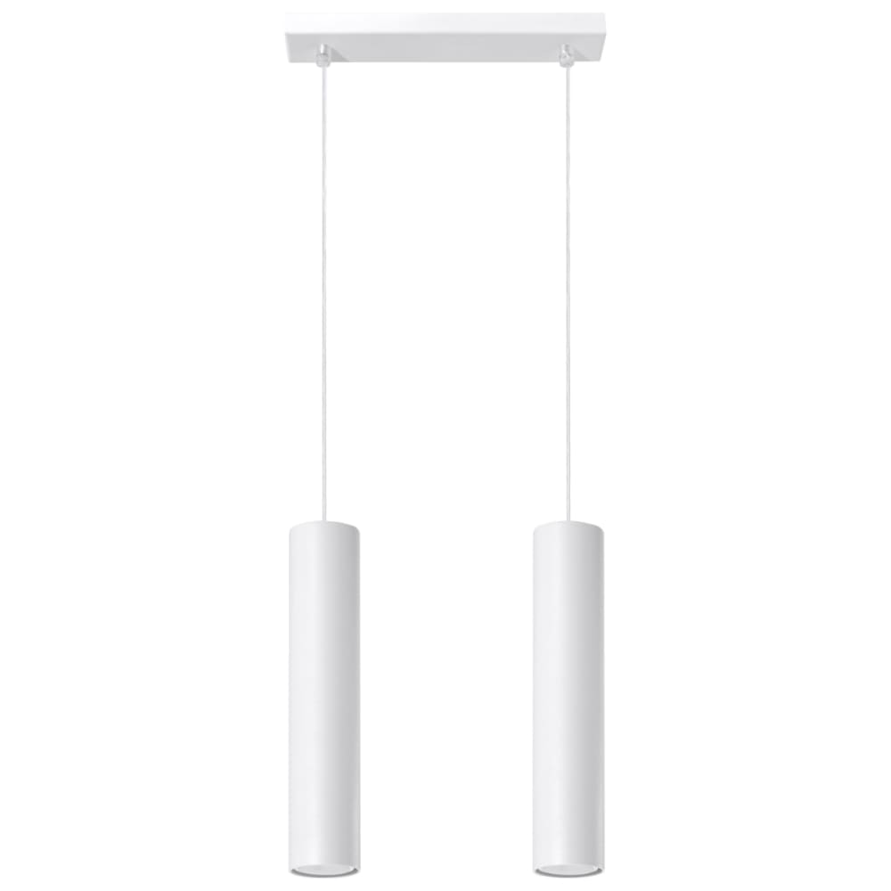Lampe suspendue acier blanc H 90 cm