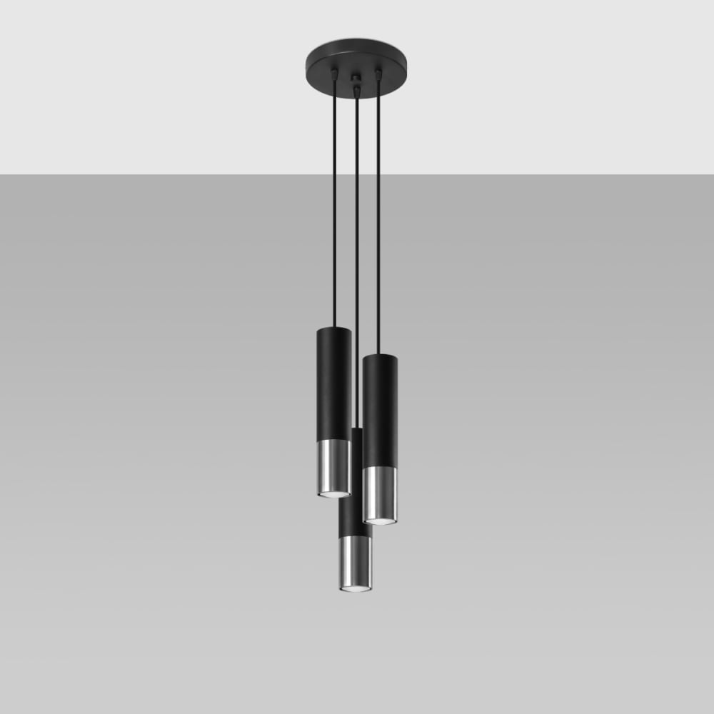 Suspension Acier Noir/Chromé GU10 3 Loopez — vue 3