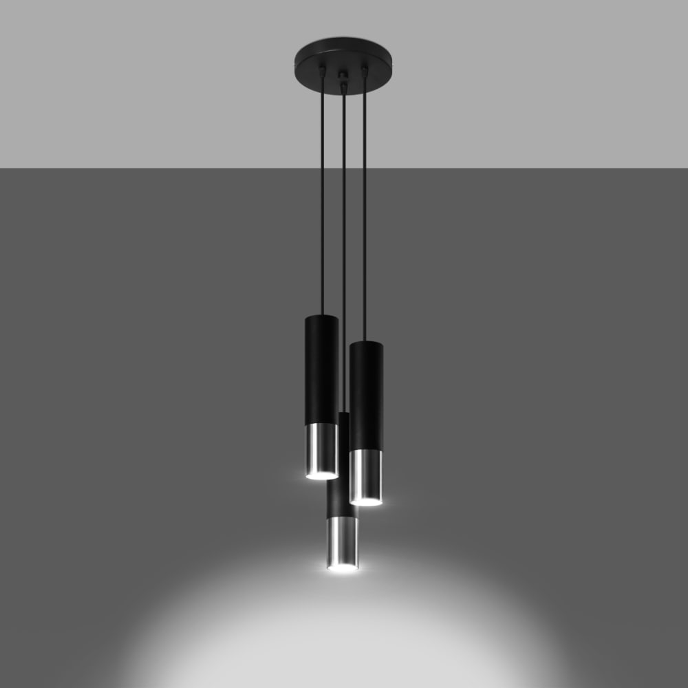 Suspension Acier Noir/Chromé GU10 3 Loopez — vue 4