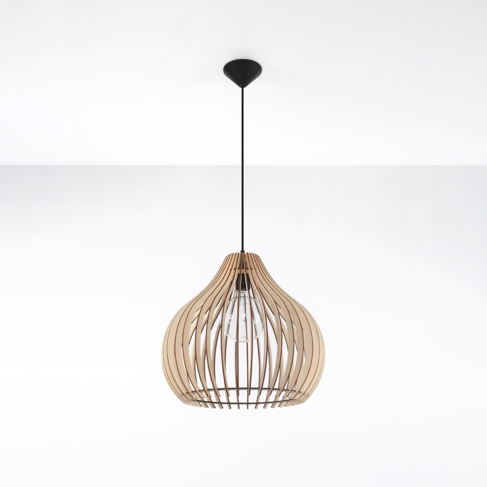 Lampada a sospensione naturale legno - Sollux Lighting