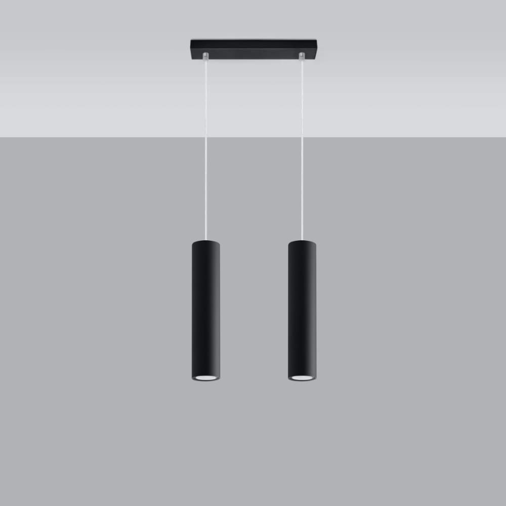 Suspension Acier Noir GU10 2 Lagos Line — vue 3