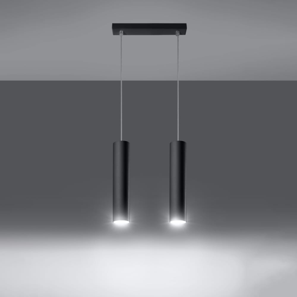 Suspension Acier Noir GU10 2 Lagos Line — vue 4