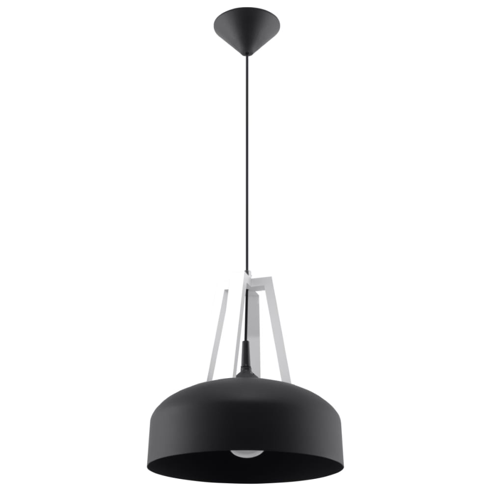 Lámpara de techo blanco negro acero/madera alt. 85 cm