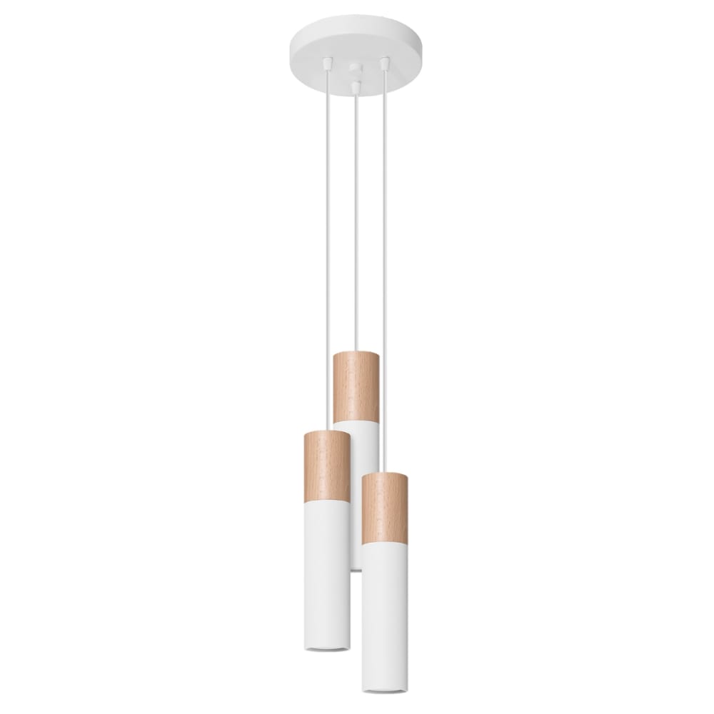 Lámpara de techo madera blanca y natural acero/madera alt. 100 cm