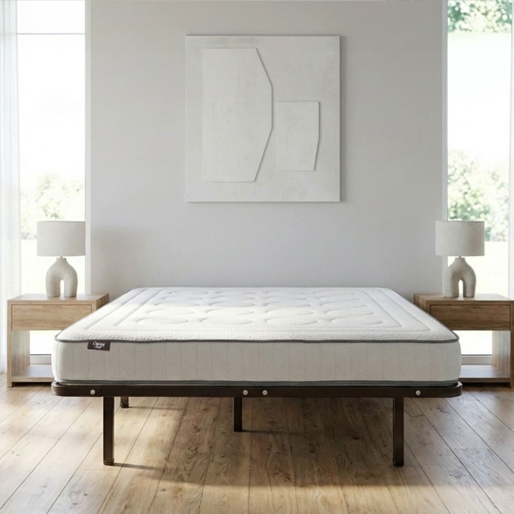 Ensemble matelas mousse h18 sommier métal blanc 160x200 Ensemble matelas mousse h18 sommier métal blanc 160x200