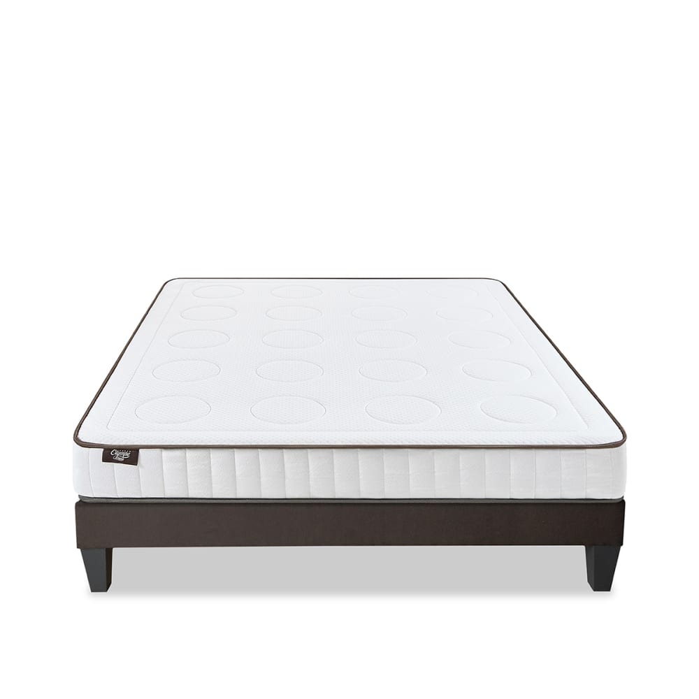 Ensemble matelas mousse h18 sommier bois 140x200
