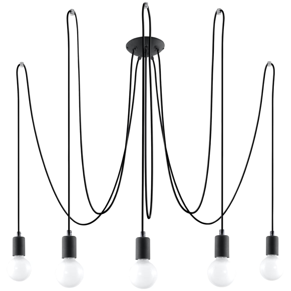 Sollux Lighting Kronleuchter aus Stoff/Stahl in Schwarz style classic chic Schwarz Stoff