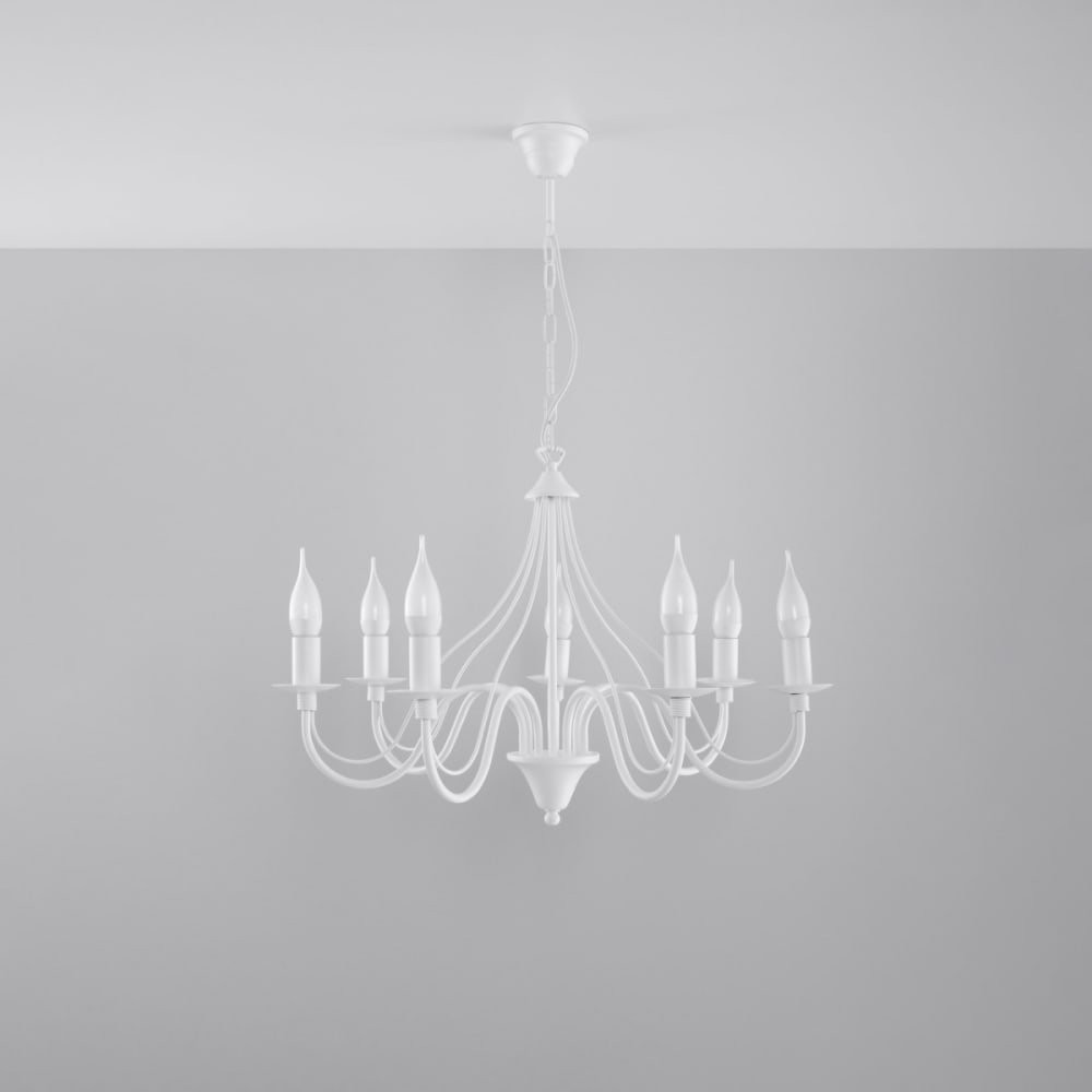 Lustre Acier Blanc E14 7 Minerwa — vue 3